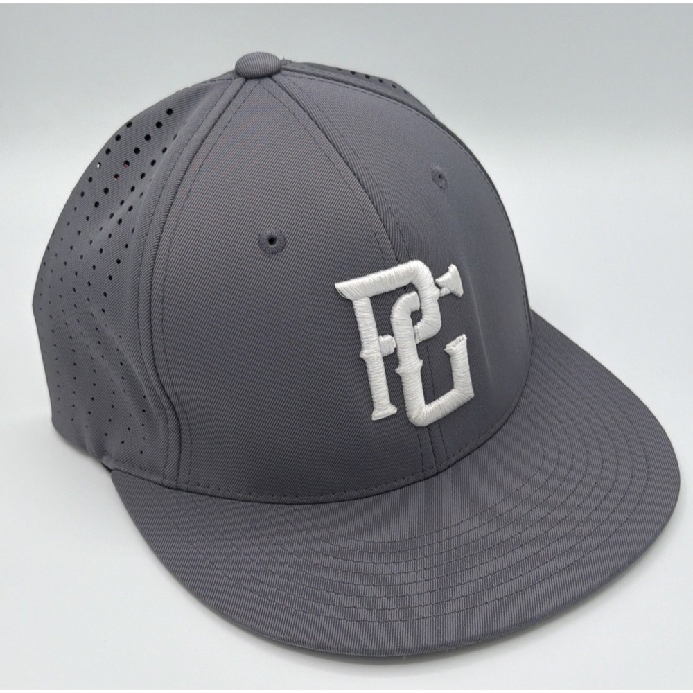 Pacific Headwear PG Logo Fitted Hat Gray L XL Style 474 Cap